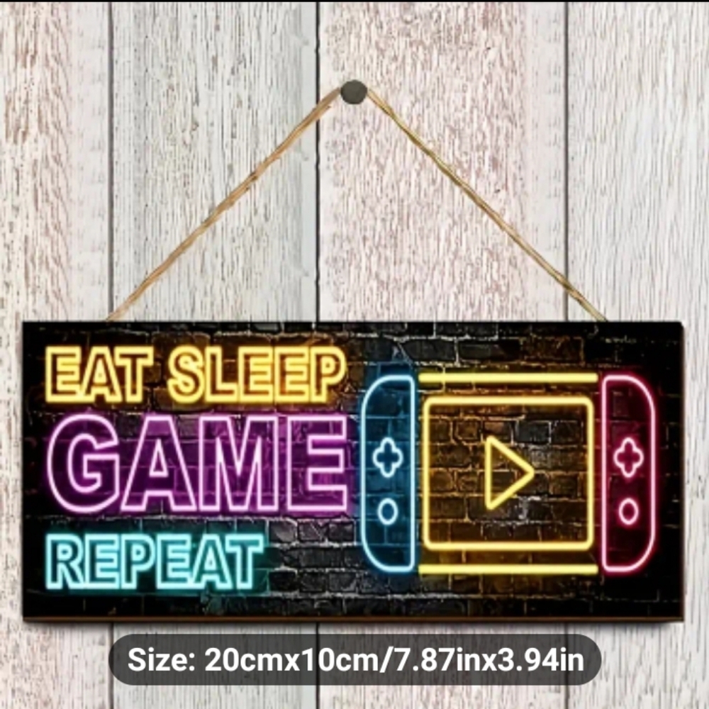 ◇Gaming Sign◇High Quality Wooden Sign◇EAT, SLEEP, GAME, REPEAT◇